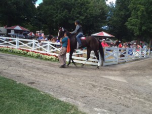 Runner-up Willet, as usual, being ridden over to the paddock