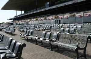 Reserved apron seating at Belmont Park.